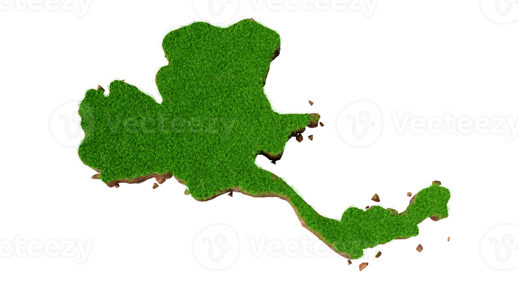 Top View Thailand country Grass and ground texture map 3d illustration png