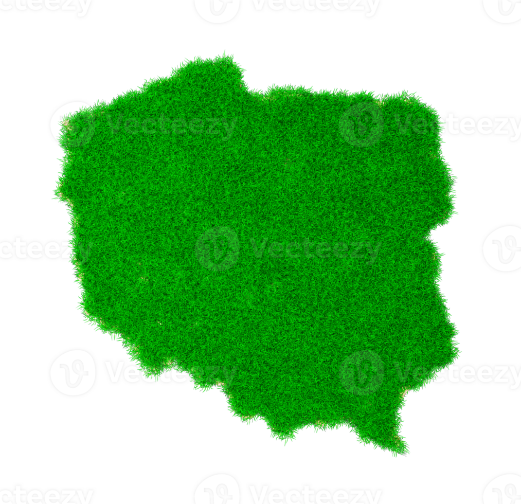 Poland map soil land geology cross section with green grass and Rock ground texture 3d illustration png