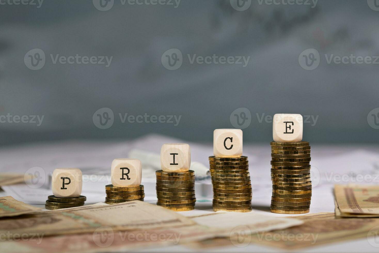 Word PRICE composed of wooden letter. photo
