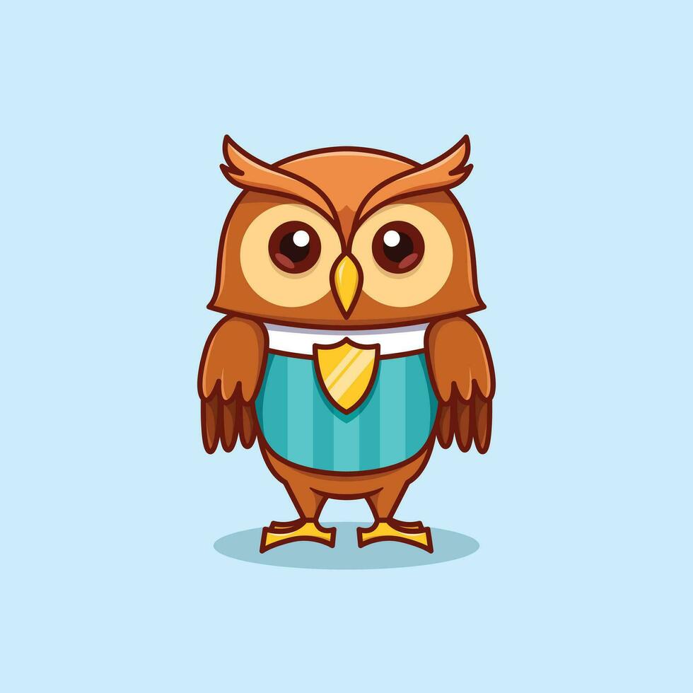 minimalist cute owl animal wearing soccer shirt cartoon flat icon vector Illustration design. simple modern owl isolated flat cartoon style