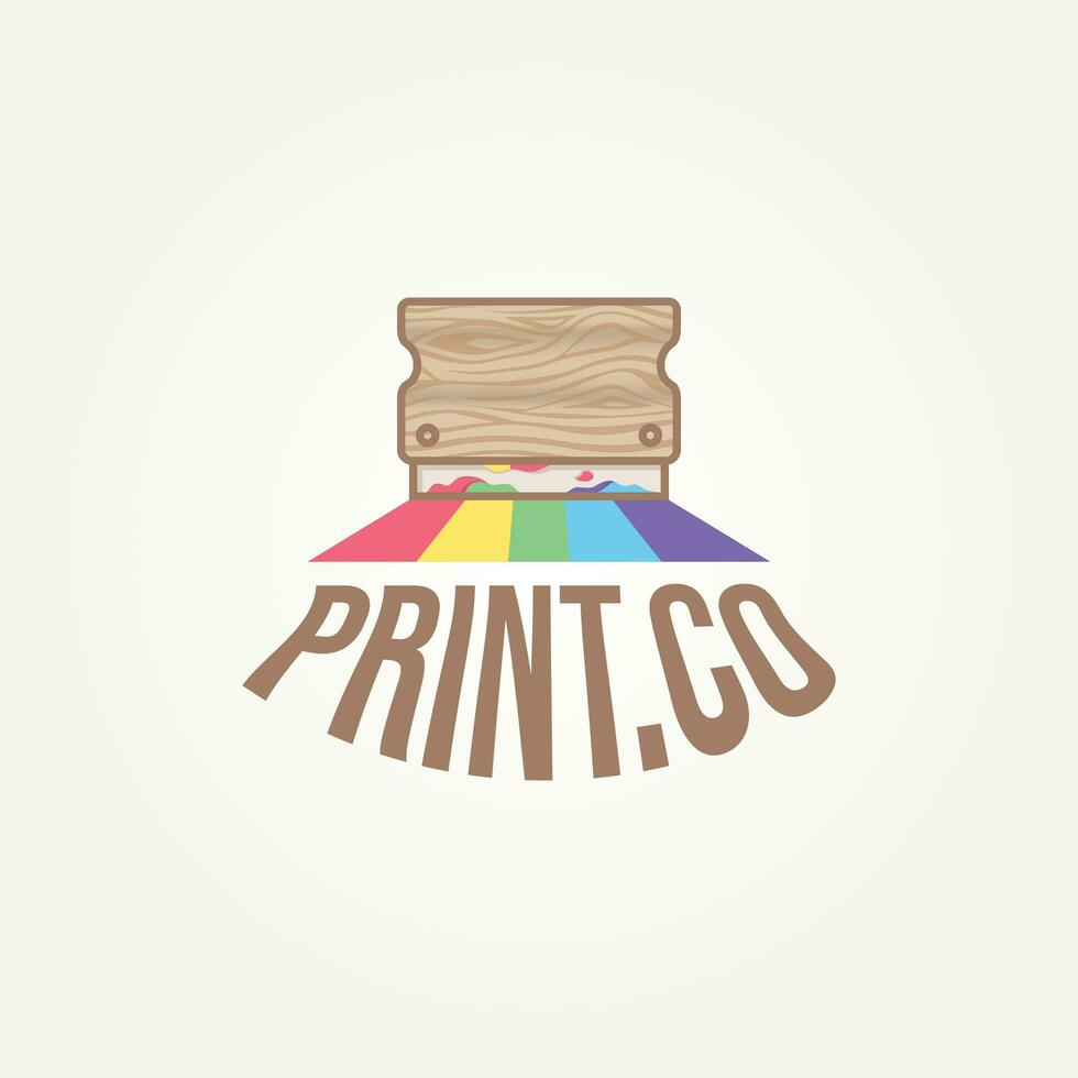 minimalist colorful screen printing icon logo template vector