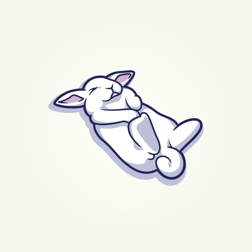 simple modern funny cute rabbit sleeping cartoon flat icon vector Illustration design