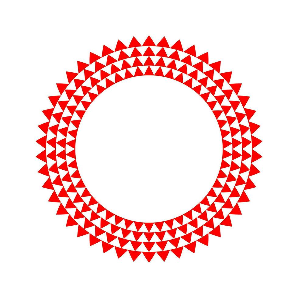 rojo garabatear redondo marco hecho de triangulos. triangular circulo borde. triángulo circular logo vector ilustración.