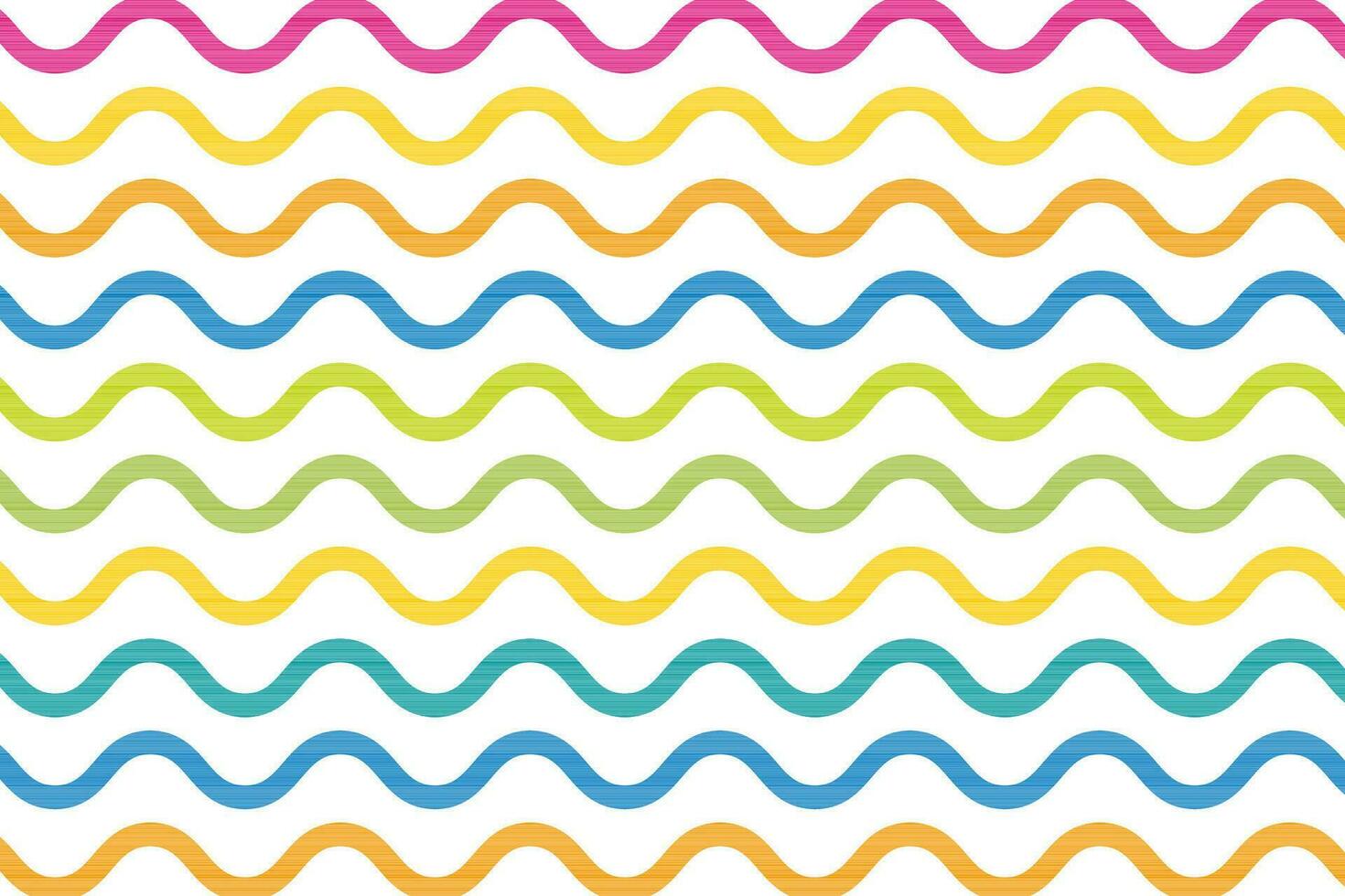 Pink, orange, blue, green, and yellow wavy line pattern. Colorful waves vector background.