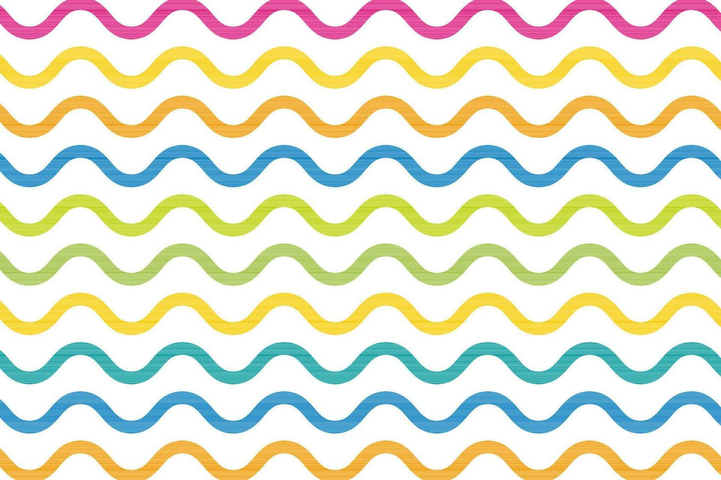 Pink, orange, blue, green, and yellow wavy line pattern. Colorful waves vector background.