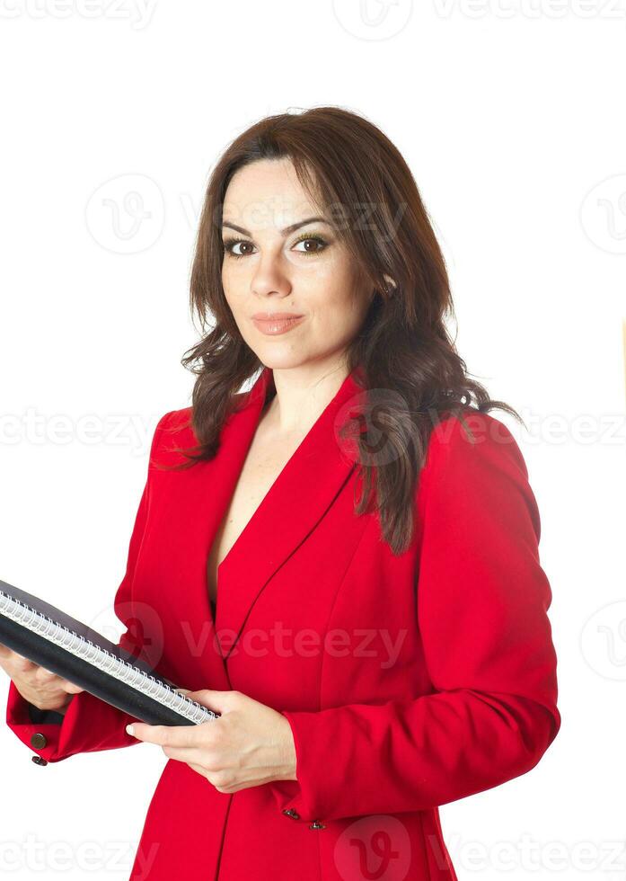 A young successful business lady in a classical costume. photo