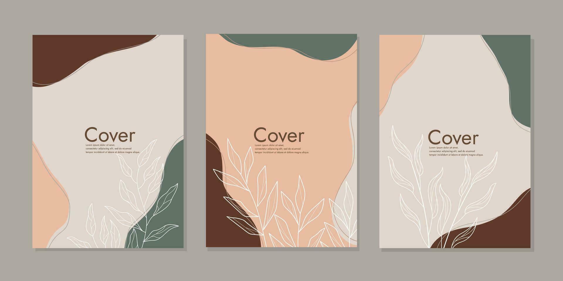 Book cover design with floral pattern. beautiful botanical abstract background. A4 size For school books, notebooks, diaries, flyers, planners, brochures, books, catalogs vector