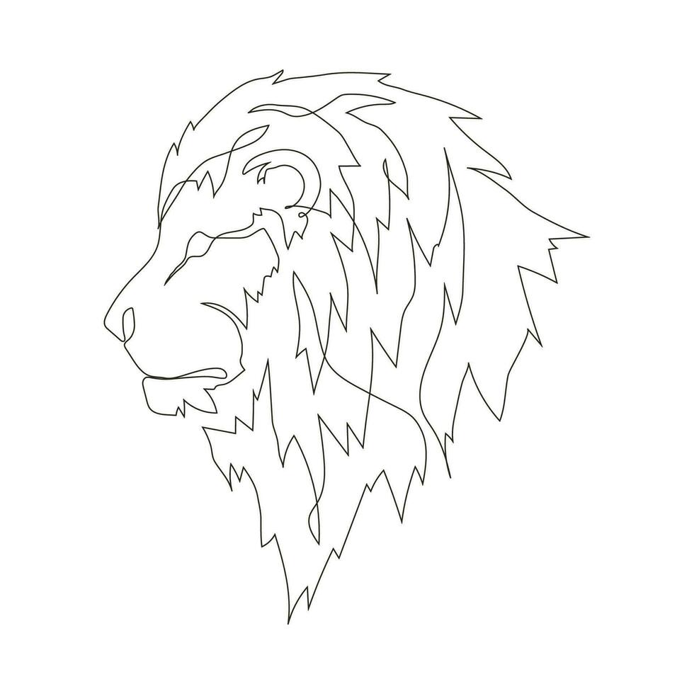 Lion head line art. Lion head single continuous line drawing .Lion head abstract concept icon. Modern one line drawing lion face. Lion logo symbol. Vector illustration