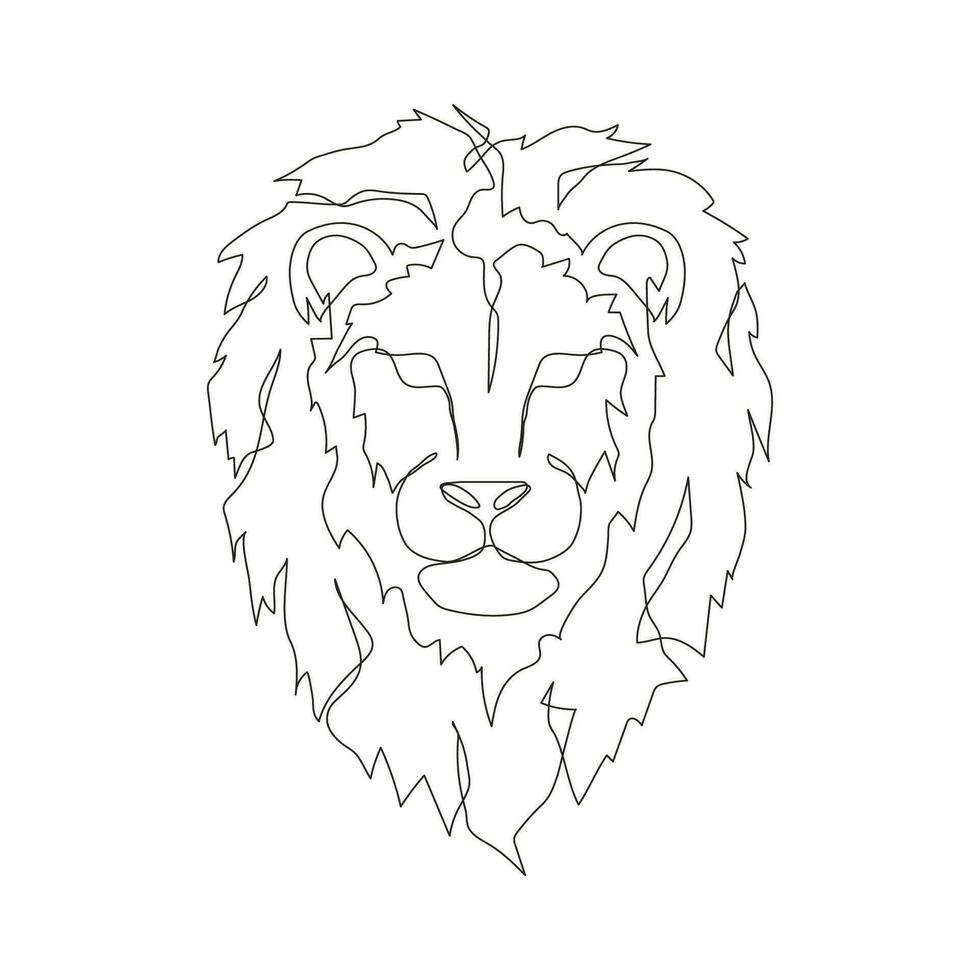 Lion head line art. Lion head single continuous line drawing .Lion head abstract concept icon. Modern one line drawing lion face. Lion logo symbol. Vector illustration
