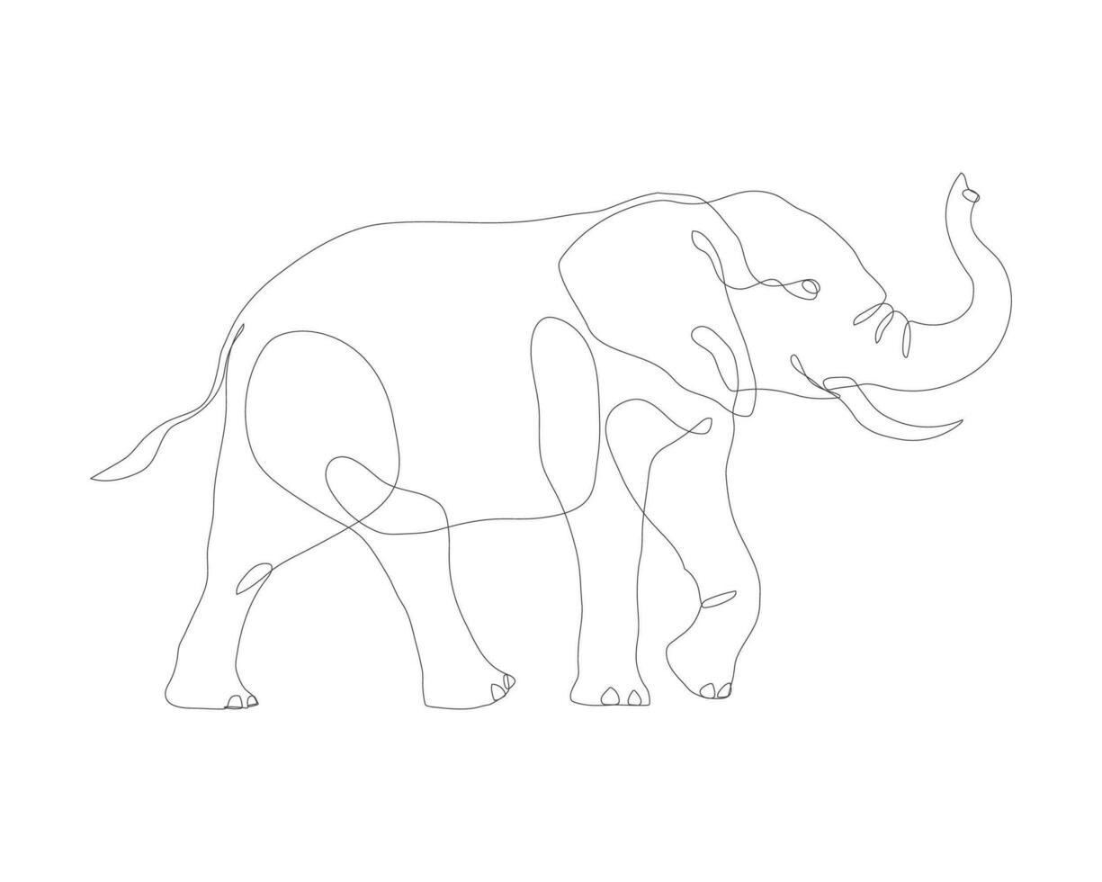 Elephant line art design. Elephant wildlife decorative design element. Elephant line art icon. Elephant in continous line style drawing. Vector illustration
