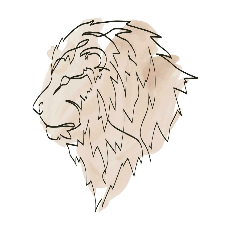 león cabeza línea Arte acuarela vector. león cabeza soltero continuo línea dibujo .león cabeza resumen concepto icono. moderno uno línea dibujo león rostro. león logo símbolo. vector ilustración