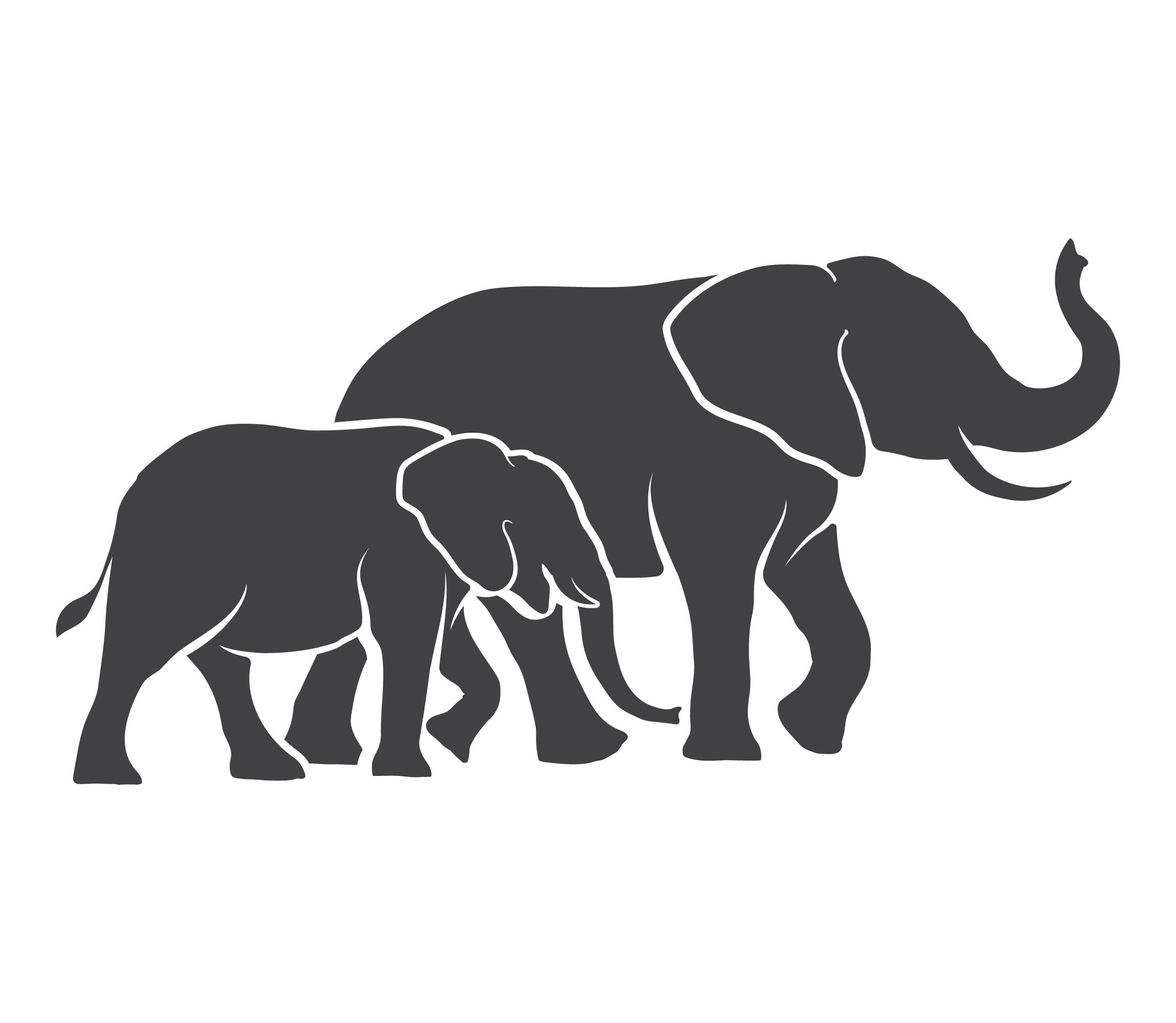 Elephant logo collection. Elephant with baby silhouette. Elephant icon symbol. Vector
