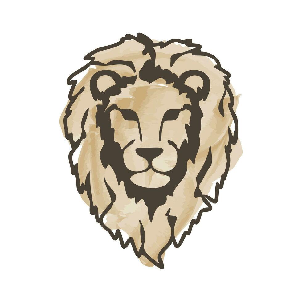 león cabeza acuarela contorno ilustración vector. león cabeza logo icono. león cabeza mascota. león símbolo. vector ilustración