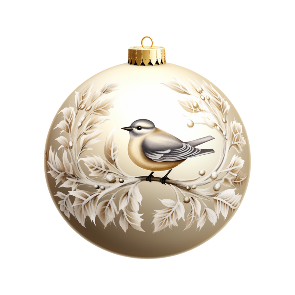Kerstmis bal met ontwerp van een vogel. ai gegenereerd png