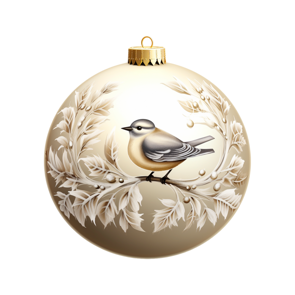 Christmas Ball With Design Of A Bird. png