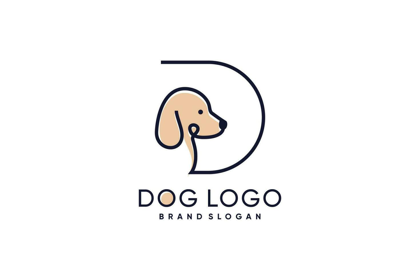 Dog logo design with creative letter D concept style vector