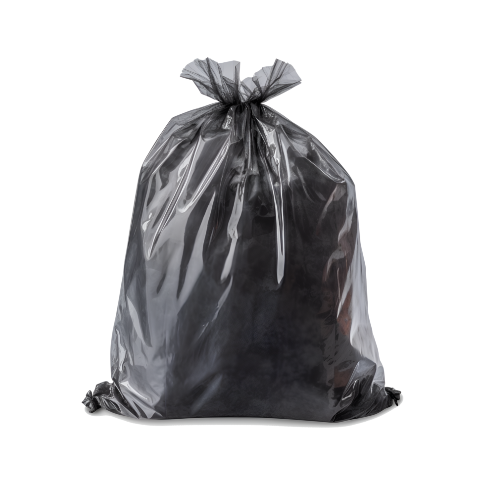 black garbage bag isolated transparent background ai generated png