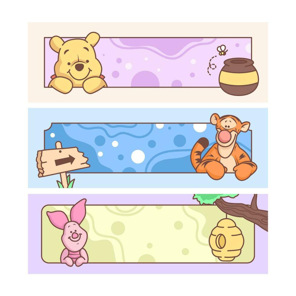 Cartoon Character Horizontal Banner vector
