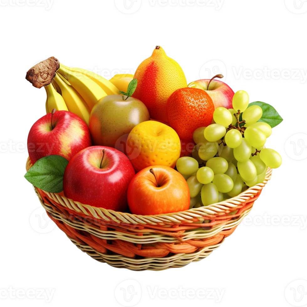 Fresh fruit basket fresh fruits basket colorful fruits green fruits png