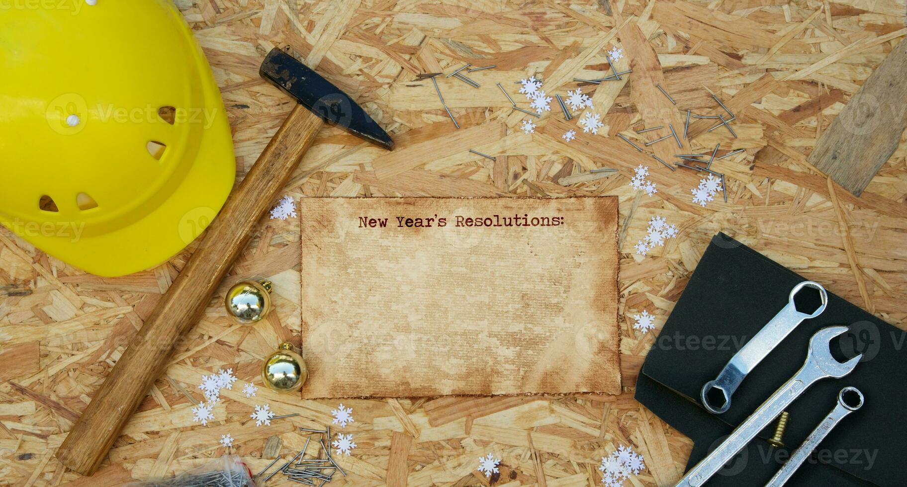 New Year's Day resolution for simple workers. Background. photo