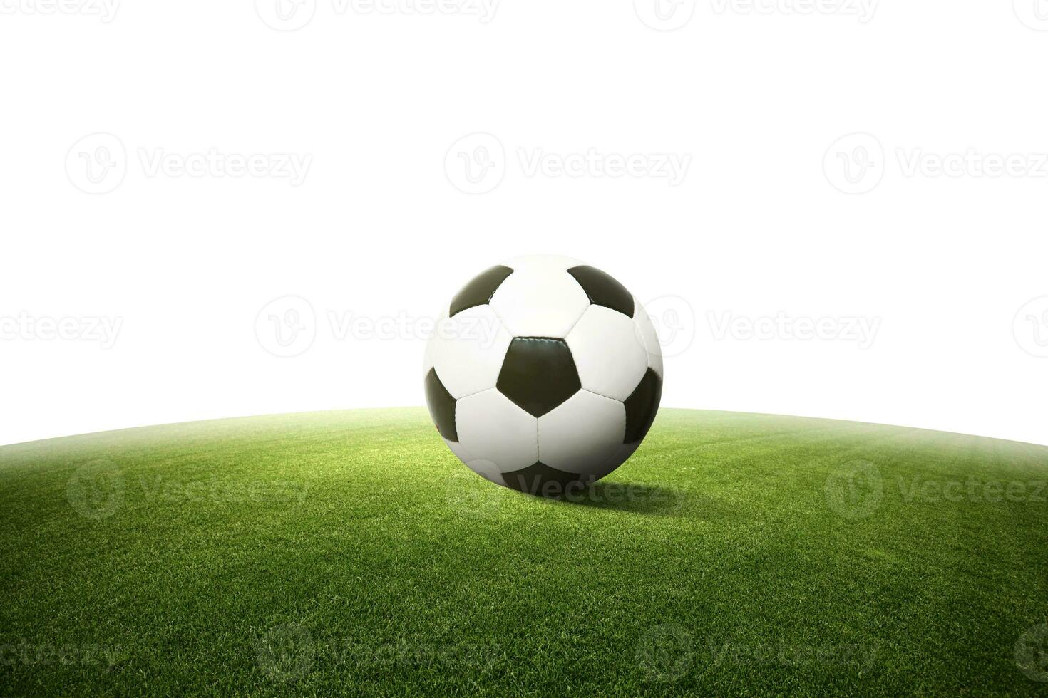 Soccer ball on green playground. Soccer concept photo
