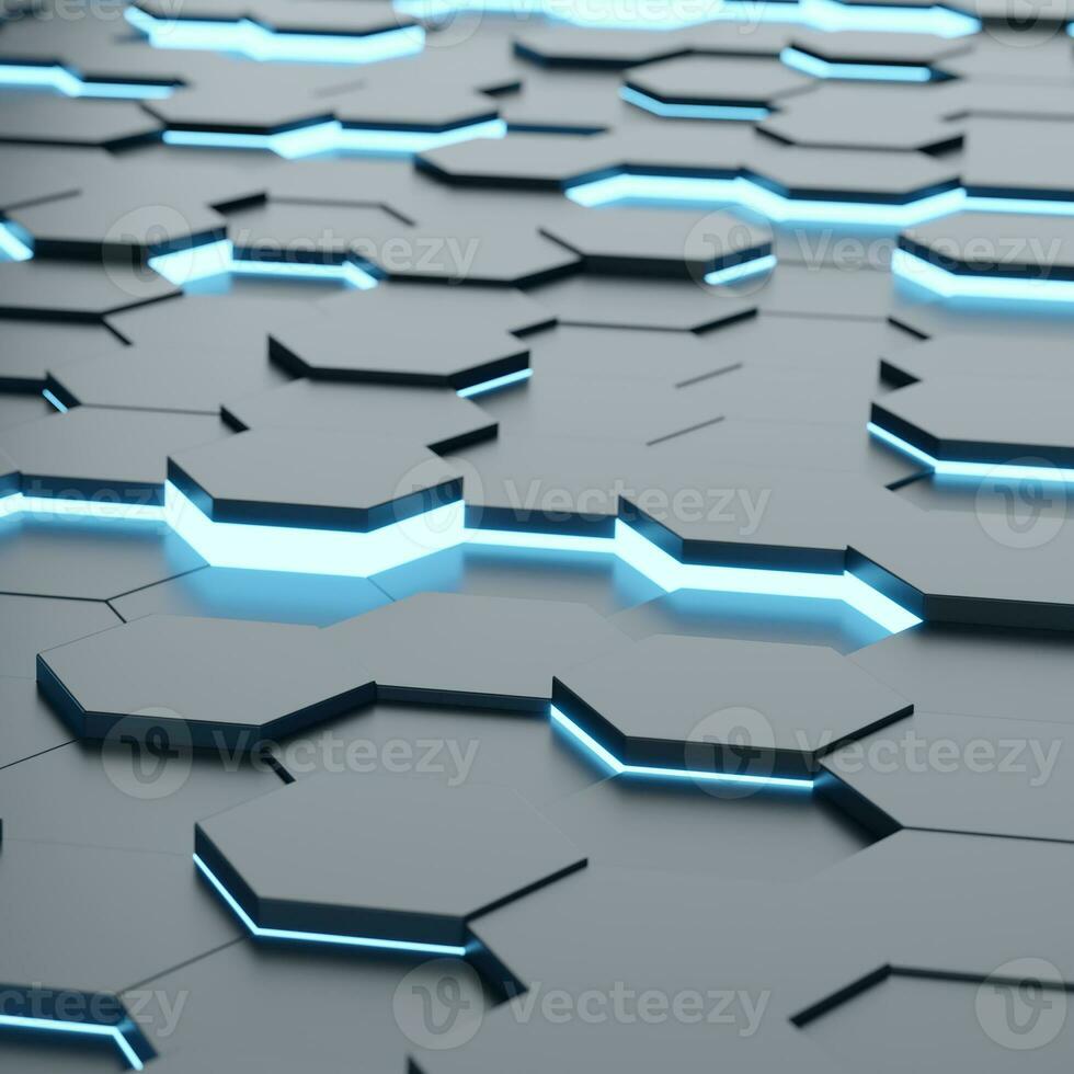 Futuristic and technological hexagonal background. 3d rendering photo