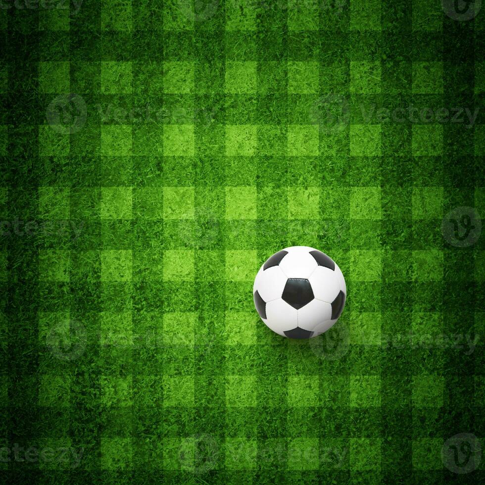 Soccer ball on green playground. Soccer concept photo