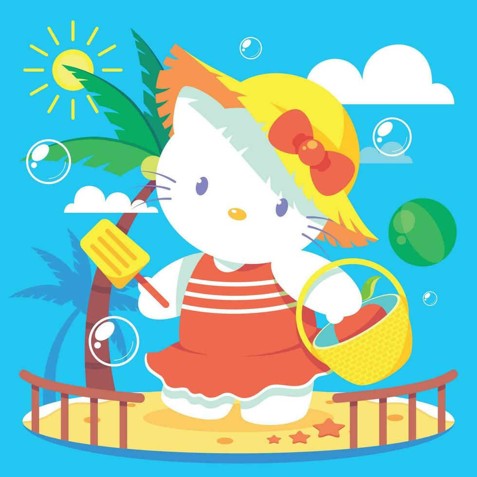 Cute Kitty Cat in Swimsuit vector