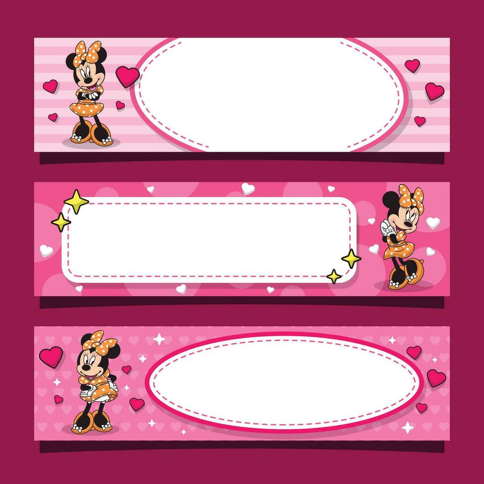 Cute Female Mouse Banner Template vector