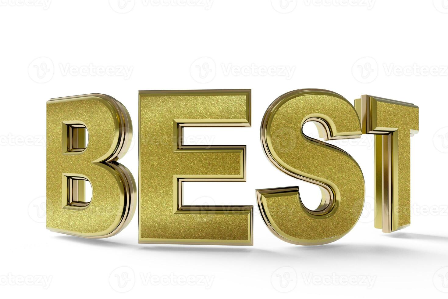 Word best written in gold in a 3d render isolated on white background photo