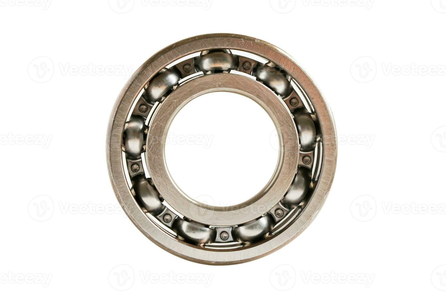 Bearing isolated on white background with clipping path, mechanical engine component. photo