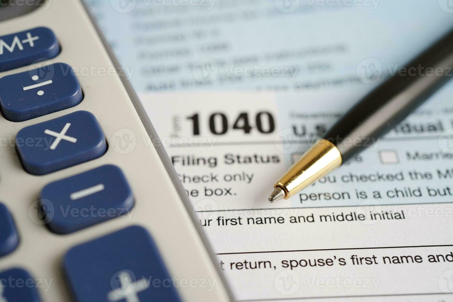 Tax form 1040 U.S. Individual Tax Return, business finance concept. 24992929 Stock Photo