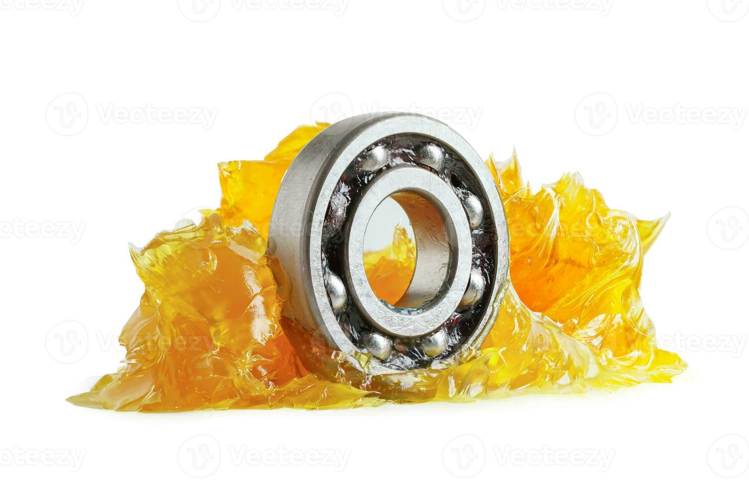 Grease and ball bearing  isolated on white background with clipping path, lithium machinery lubrication for automotive and industrial. photo