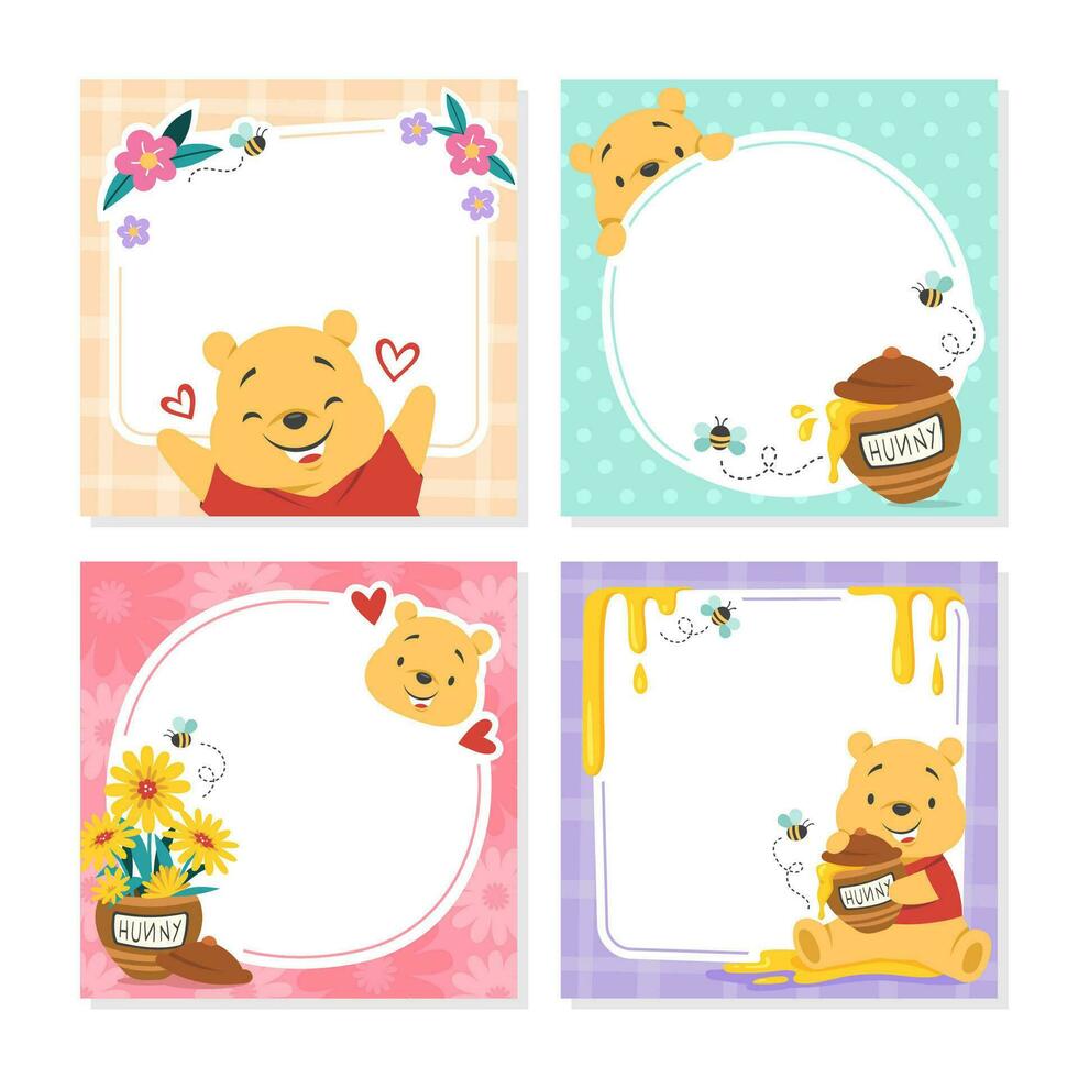 Cute Happy Bear with Honey vector