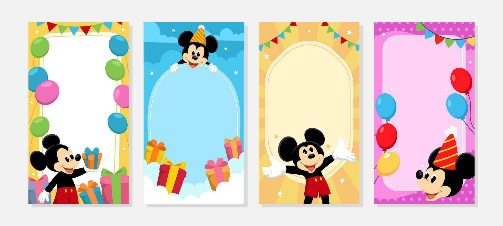 Birthday Theme Template with Cute Mouse vector