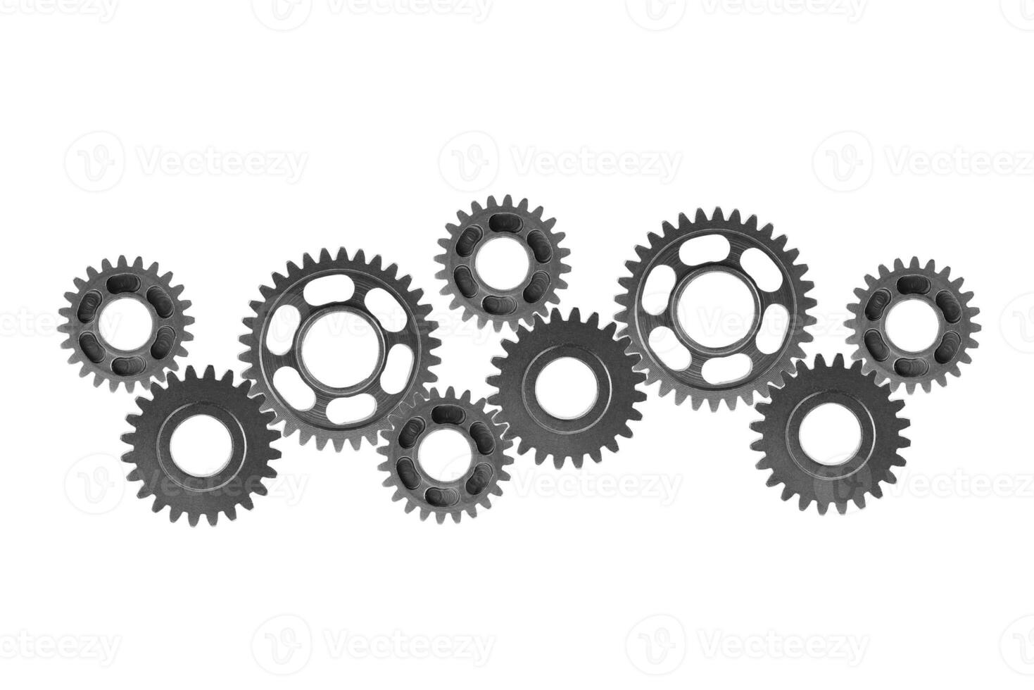 Metal gear isolated on white background for engine car and bike, teamwork business concept. photo