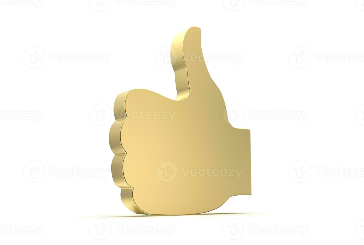 Icon of hand giving thumbs up 3d rendered isolated on white background with shadow photo