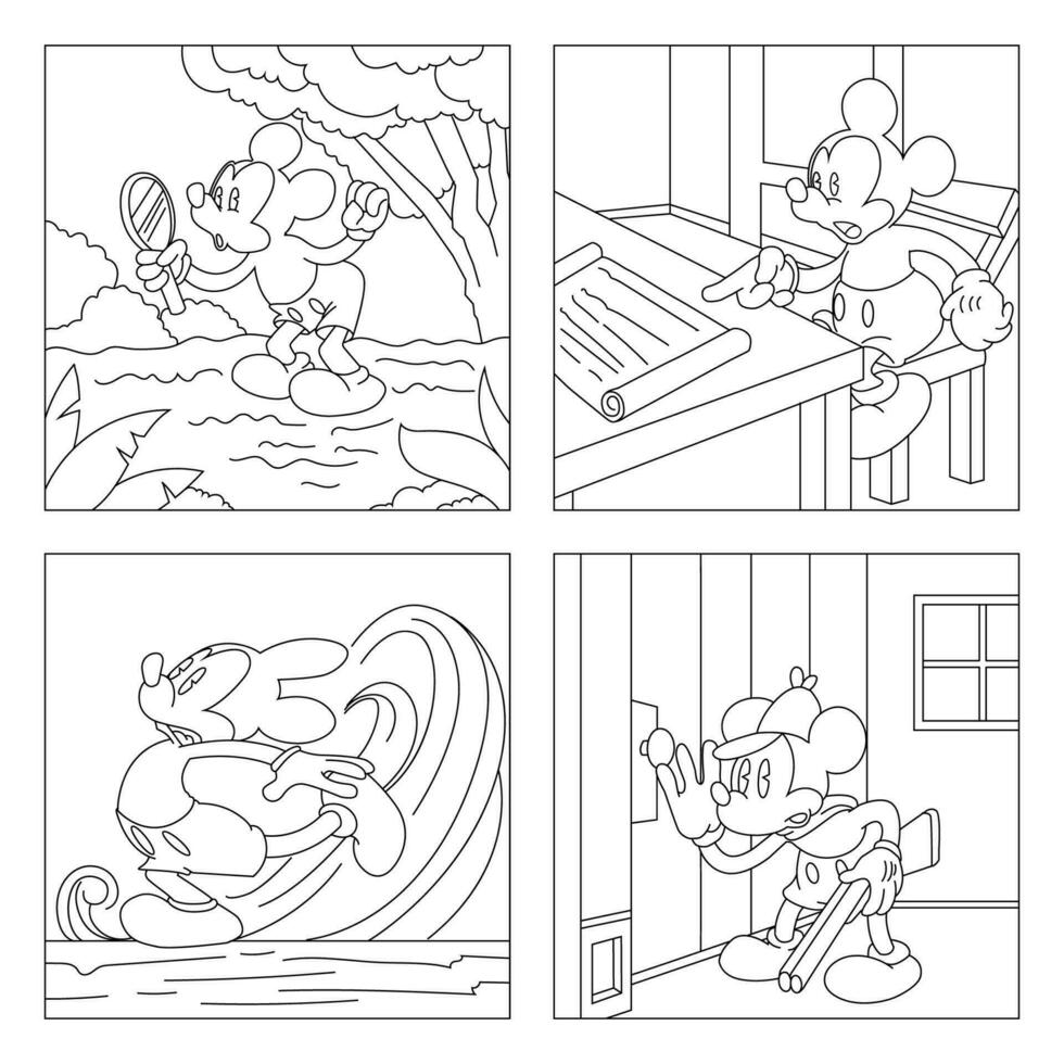 Cute Mouse Coloring Book vector
