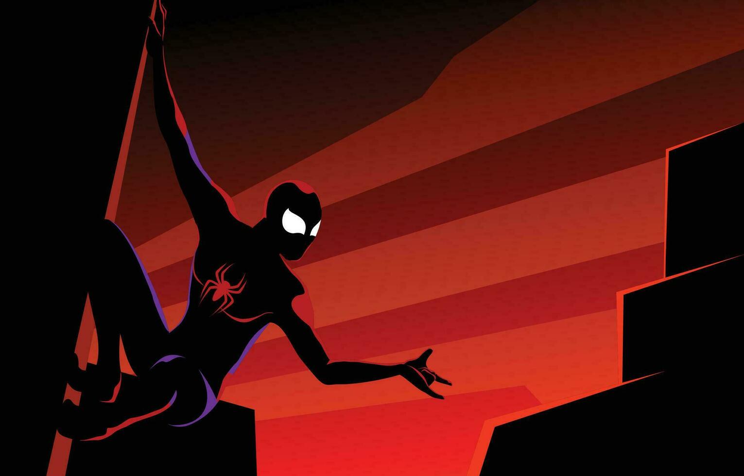 Spider Hero Crawl In The Red Night Background vector