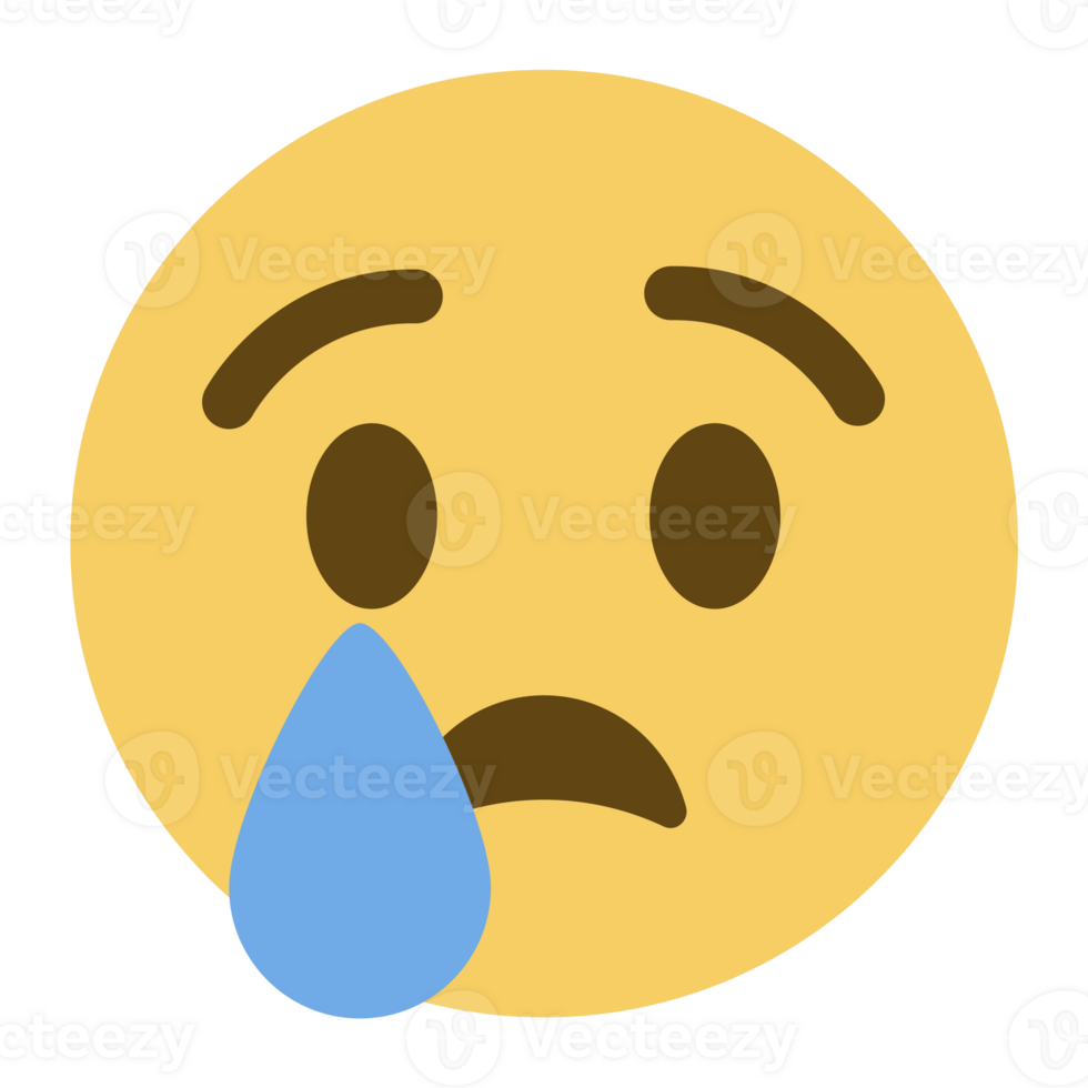 Weinen Emoji. traurig Emoticon Gesicht mit zerreißen tropfen. png