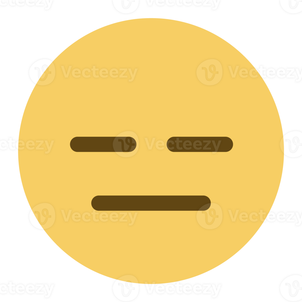 Top quality emoticon. Expressionless emoji. Straight face, emoticon with neutral line eyes and mouth. Yellow face emoji. Popular element. png