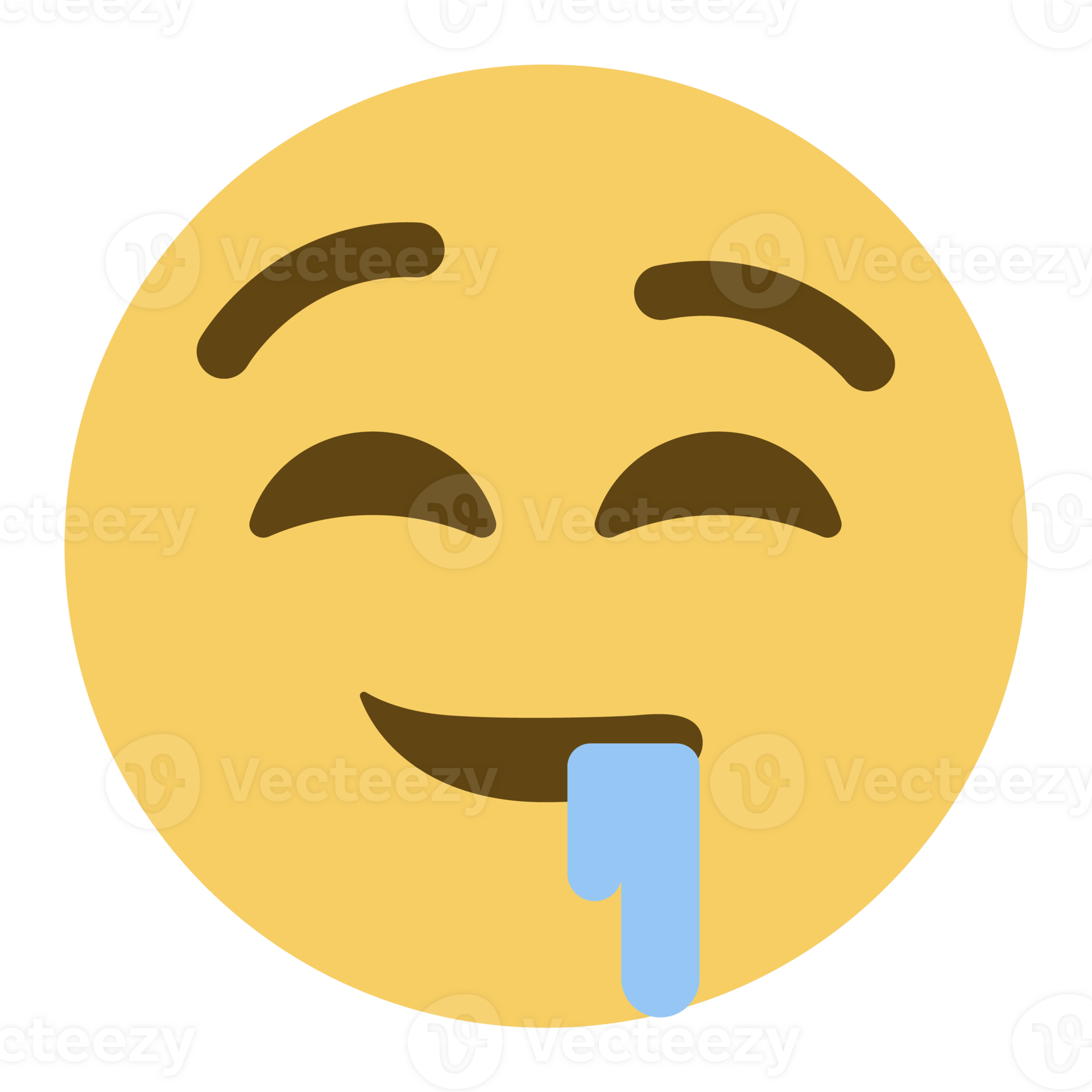 top kwaliteit emoticon. kwijlen emoji. emoticon met speeksel van mond hoek. geel gezicht emoji