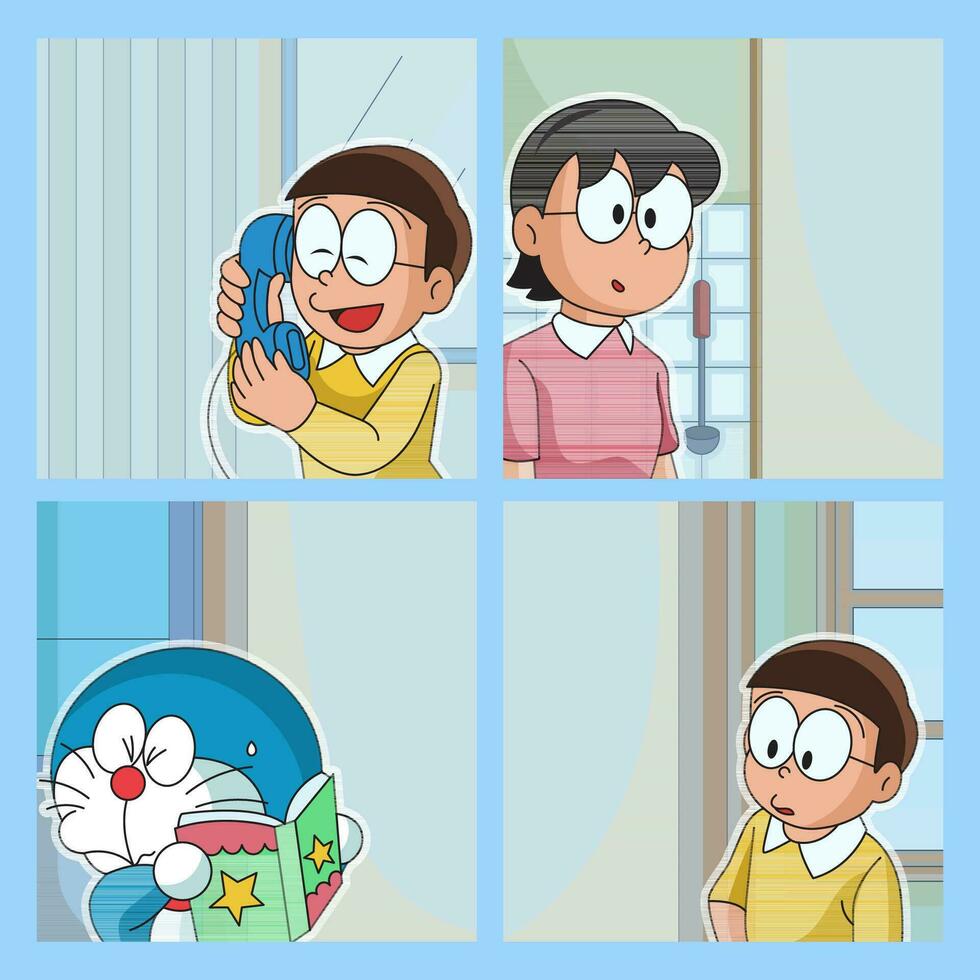 Social Media Story Post of Japanese Cartoon Character vector