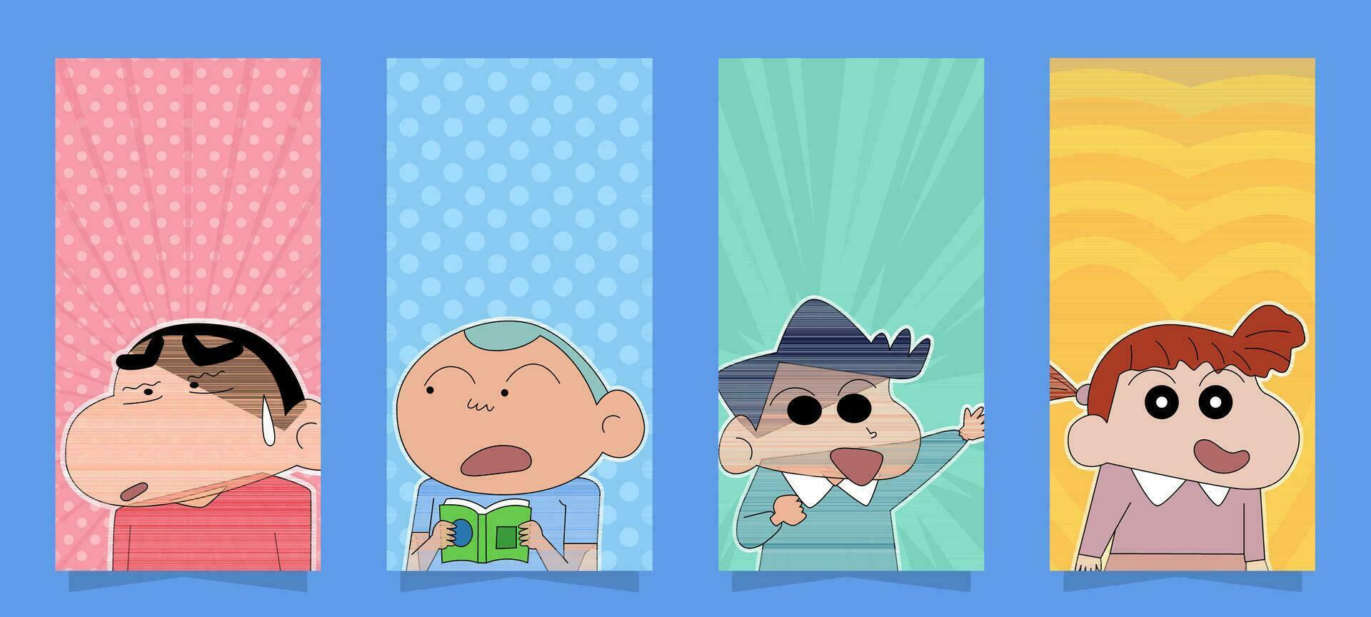 Social Media Story Post of Japanese Cartoon Character vector