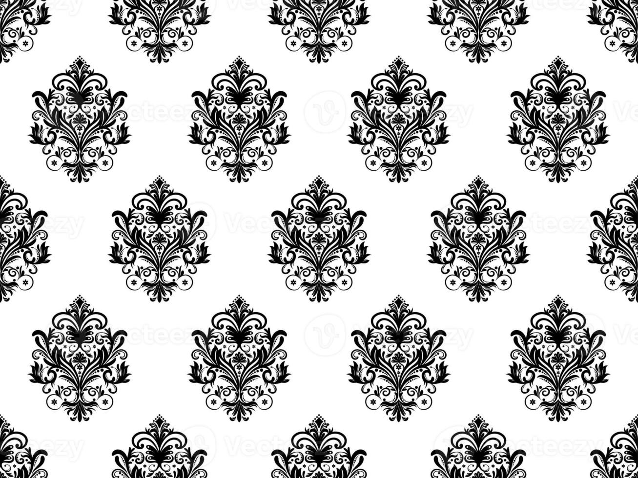 Damask seamless pattern. Black flowers Luxury Royal Wallpaper. Floral Background. photo