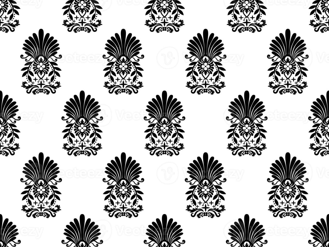 Damask digital paper seamless floral pattern.  Flowers on a black and white background. Luxury Royal Wallpaper. photo