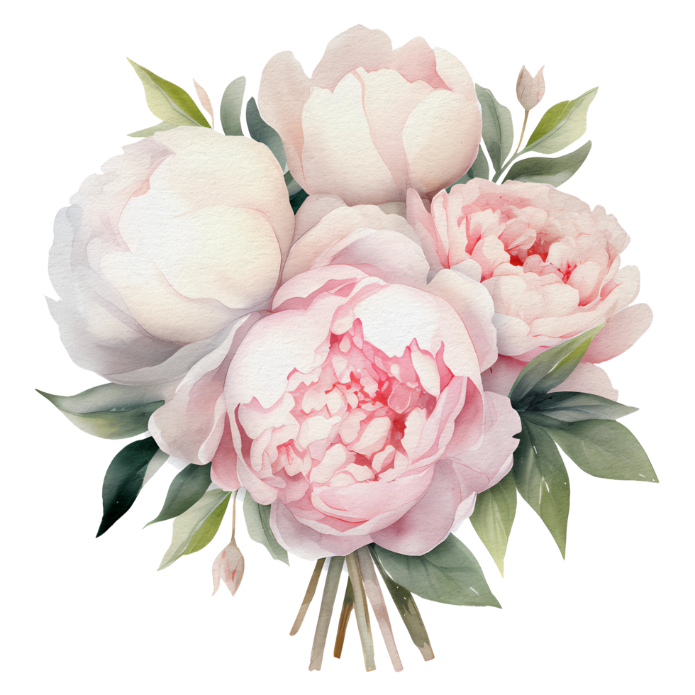 watercolor peony bouquet, AI Generative png