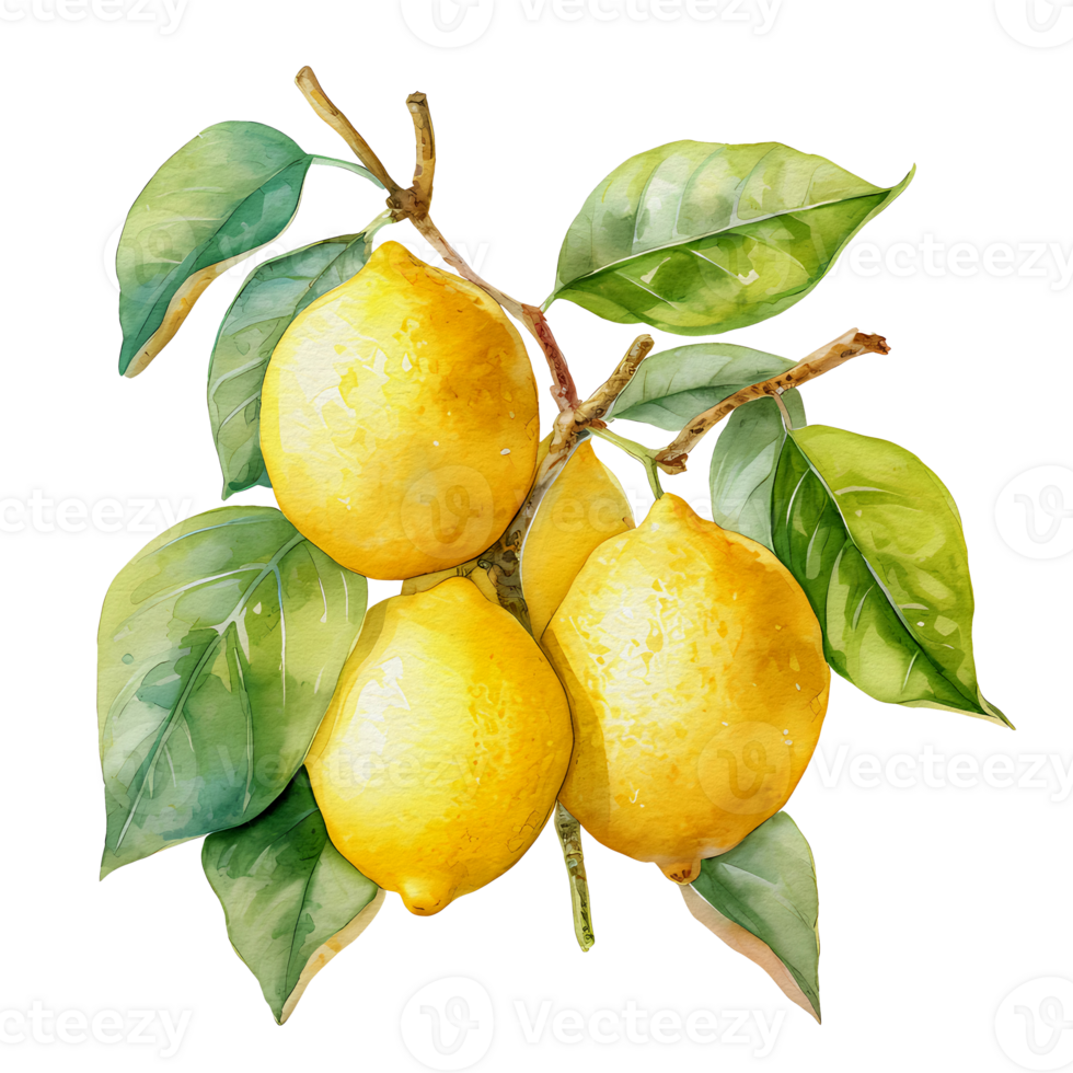 watercolor lemon, aesthetic png