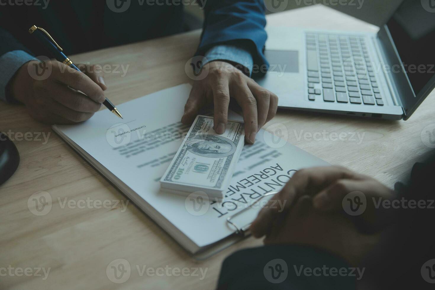 Customer service good cooperation, Consultation between a Businessman and Male lawyer or judge consult having team meeting with client, Law and Legal services concept. photo