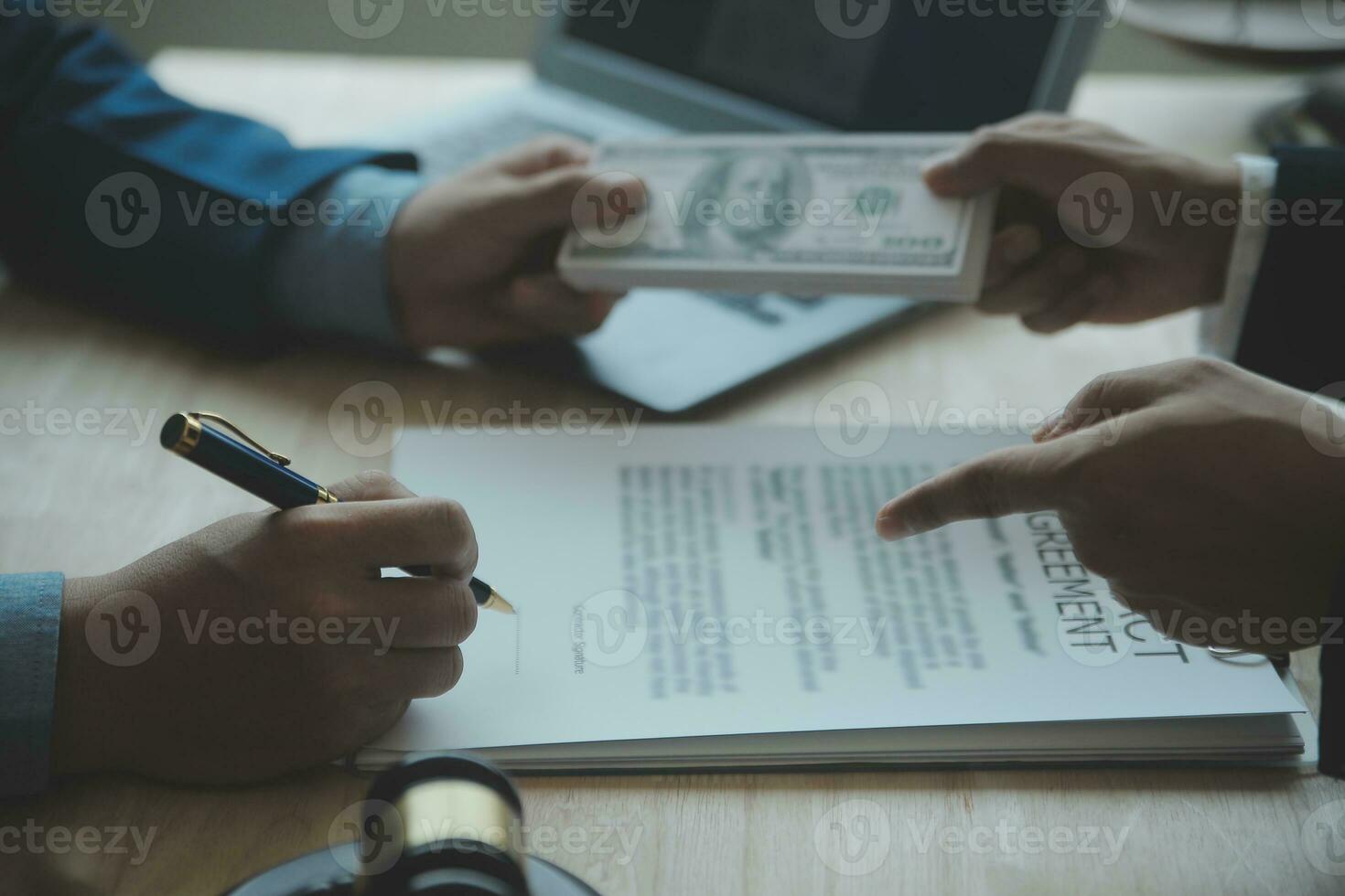 Customer service good cooperation, Consultation between a Businessman and Male lawyer or judge consult having team meeting with client, Law and Legal services concept. photo